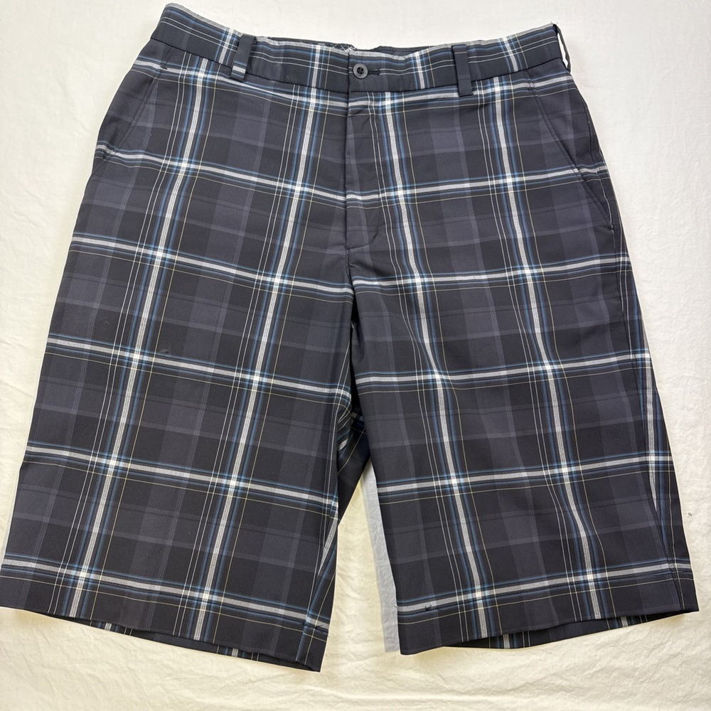 Nike Shorts Mens 32 BLUE Plaid Dri Fit Tour Performance Golf Casual PREPPY